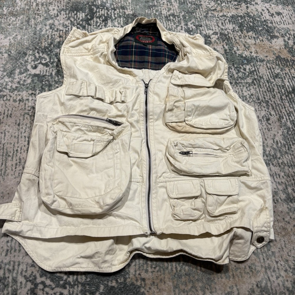 Vintage Authentic Imports canvas utility vest Large *flaws